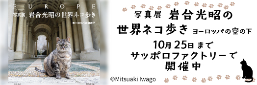 写真展　岩合光昭の世界ネコ歩き ヨーロッパの空の下　10月25日までサッポロファクトリーで開催中